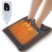 Electric Heated Foot Warmers for Men and Women 16"x16" Double Layer with 6 Temperature & 4 Timer Settings Fast Heating for Home Office Under Desk Bed Machine Washable Feet Warmers - Light Gray - Size 16in*16in