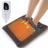 Electric Heated Foot Warmers for Men and Women 16"x16" Double Layer with 6 Temperature & 4 Timer Settings Fast Heating for Home Office Under Desk Bed Machine Washable Feet Warmers - Light Gray - Size 16in*16in