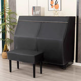 Leather Upright Piano Cover, Piano Full Cover Dustproof Waterproof, Universal Upright Piano Leather Protective Cover, Block Sunlight, Moisture, Dust - Gray - Size Double seat cover+piano cover