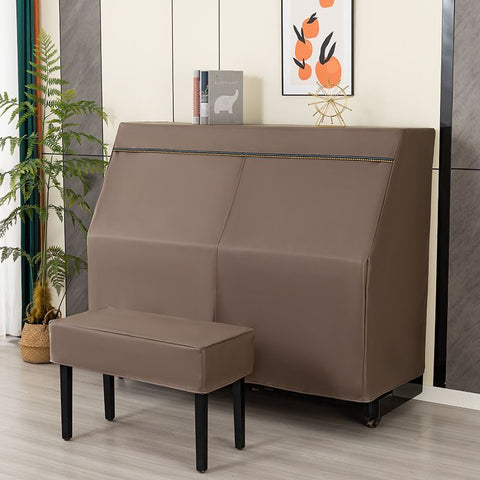 Leather Upright Piano Cover, Piano Full Cover Dustproof Waterproof, Universal Upright Piano Leather Protective Cover, Block Sunlight, Moisture, Dust - Orange - Size Single seat cover+piano cover In Australia - Darrahopens