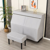Leather Upright Piano Cover, Piano Full Cover Dustproof Waterproof, Universal Upright Piano Leather Protective Cover, Block Sunlight, Moisture, Dust - Orange - Size Double seat cover+piano cover
