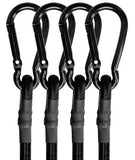 4 Pcs Bungee Cords with Carabiner Hooks Heavy Duty, Outdoor Black Bungee Straps, Strong Industrial Grade Elastic Bungee Rope for Securing Tarps, Luggage, Tents，Bikes or Garden Tidying