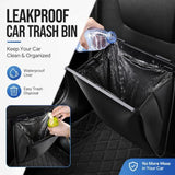 1Pack Car Trash Can Leak-Proof, 4 Pack Black Large Capacity Auto Trash Bin | With Magnetic Opening, Multi-Purpose Open-Top Car Organizer for Backseat, Console, Door, Phone, Drinks, and Small Items - Black - Size 1Pack