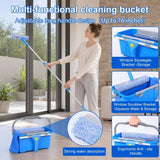 Professional Window Cleaning Kit with Bucket 3 Gallon, 76" Long Handle Squeegee and Microfiber Scrubber, High Window Washing Equipment for Indoor Outdoor, Commercial, Home, Car