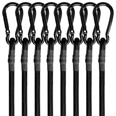 8 Pcs 24in Bungee Cords with Carabiner Hooks Heavy Duty, Outdoor Black Bungee Straps, Strong Industrial Grade Elastic Bungee Rope for Securing Tarps, Luggage, Tents，Bikes or Garden Tidying In Australia - Darrahopens