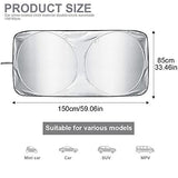 150x85cm Car Windscreen Sun Shade Front Windshield Sunshade Foldable Cover Visor Sunshades Reflective UV Dust Protector Automotive Ray Protection Block Parasol Keep Vehicle Cool Fit Various Sizes