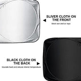 150x85cm Car Windscreen Sun Shade Front Windshield Sunshade Foldable Cover Visor Sunshades Reflective UV Dust Protector Automotive Ray Protection Block Parasol Keep Vehicle Cool Fit Various Sizes