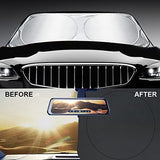 150x85cm Car Windscreen Sun Shade Front Windshield Sunshade Foldable Cover Visor Sunshades Reflective UV Dust Protector Automotive Ray Protection Block Parasol Keep Vehicle Cool Fit Various Sizes