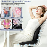 Car Seat Cushion with Lumbar Support Pillow - Memory Foam Driver Seat Cushion for Back & Sciatica Pain Relief, Washable Cover, Non-Slip Bottom for Long Driving, Office Chair & Truck - Black - Size 17.7in*15.7in*15.7in