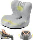 Memory Foam Seat Cushion for Office Chair - Sciatica Pain Relief Coccyx Cushion for Tailbone Pain - Orthopedic Gel Seat Cushion for Car & Desk - Non-Slip Bottom with Breathable Cover - Light Gray - Size 38cm*38.5cm*33cm In Australia - Darrahopens