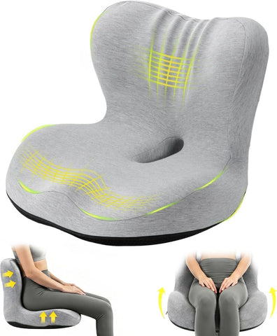 Memory Foam Seat Cushion for Office Chair - Sciatica Pain Relief Coccyx Cushion for Tailbone Pain - Orthopedic Gel Seat Cushion for Car & Desk - Non-Slip Bottom with Breathable Cover - Light Gray - Size 38cm*38.5cm*33cm In Australia - Darrahopens