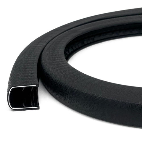 U-Shape Edge Banding - Fits 1/2" Edge, Rubber Trim for Sharp/Rough Surfaces, Veneer, Sheet Metal, Tables, Cars, Trucks, Boats & More - Black - Size 5 FT