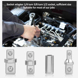 16Pcs 1/2",1/4" and 3/8" Square Drive Adapters, Double-Head External Square Internal Hexagonal Connector