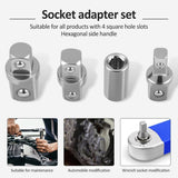 16Pcs 1/2",1/4" and 3/8" Square Drive Adapters, Double-Head External Square Internal Hexagonal Connector