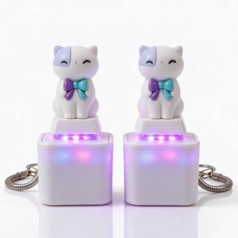 4PCS Cat Keychain Sound Fidget Toys, Rechargeable Anxiety Relief Keychain Buttons with Colorful Lights & Sound Effects, Cute Stress Relief Clicker Toy for Adults, April Fools’ Day Prank Novelty Gift In Australia - Darrahopens