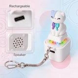 4PCS Cat Keychain Sound Fidget Toys, Rechargeable Anxiety Relief Keychain Buttons with Colorful Lights & Sound Effects, Cute Stress Relief Clicker Toy for Adults, April Fools’ Day Prank Novelty Gift