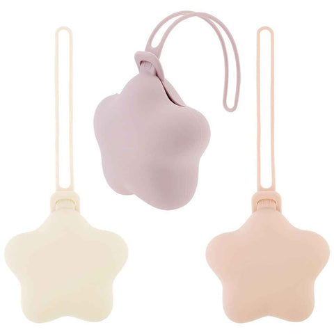 3Pcs Pacifier Holder Case, Safe and Soft Material Pacifier Pouch, Food Grade Silicone Pacifier Case, Star Shape, Protective Pacifier Storage Case for Diaper Bag Stroller - Purple-Beige-Pink - Size 95mm In Australia - Darrahopens