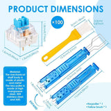 100 PCS Blue Mechanical Keyboard Switches Clickers with Upgraded 4-Claw Switch Puller & Brush, Dustproof Clicky Tactile Switches for Gaming Keyboards, 3D Prints