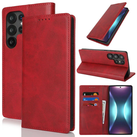 Fit for Samsung Galaxy Wallet Case with Card Holder for Women Men| Premium PU Leather, Flip Folio Purse Case, with Card Slot, Stand Holder,Magnetic Closure, TPU Shockproof Protective Case - Red - Size Samsung A08 4G In Australia - Darrahopens