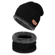 Warm Winter Beanie Hat & Scarf Set Stylish Knit Skull Cap for Men Women - Black - Size M In Australia - Darrahopens