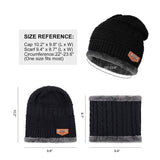Warm Winter Beanie Hat & Scarf Set Stylish Knit Skull Cap for Men Women - Black - Size M