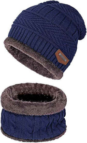 Warm Winter Beanie Hat & Scarf Set Stylish Knit Skull Cap for Men Women - Blue - Size M In Australia - Darrahopens