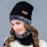 Warm Winter Beanie Hat & Scarf Set Stylish Knit Skull Cap for Men Women - Red - Size M