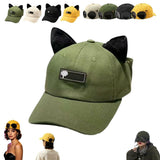 Aviator Style Baseball Cap with Integrated Goggles,Retro Pilot Style Hats Canvas Baseball Cap with Attached Goggle Sunglasses,Vintage Pilot Cat Ear Beanie,Hip Hop Peaked Cap,Detachable Unisex Fit - Black