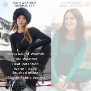 Cuddl Duds Womens Heavyweight Cold Weather Fleece Lined Thermal Set – Long Sleeve Top & Leggings - Winter Lounge Sets - Black - Size S In Australia - Darrahopens