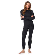 Cuddl Duds Womens Heavyweight Cold Weather Fleece Lined Thermal Set – Long Sleeve Top & Leggings - Winter Lounge Sets - Black - Size XXL In Australia - Darrahopens