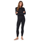 Cuddl Duds Womens Heavyweight Cold Weather Fleece Lined Thermal Set – Long Sleeve Top & Leggings - Winter Lounge Sets - Black - Size XXL In Australia - Darrahopens