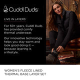 Cuddl Duds Womens Heavyweight Cold Weather Fleece Lined Thermal Set – Long Sleeve Top & Leggings - Winter Lounge Sets - Brown - Size XXL