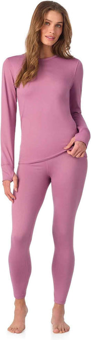 Cuddl Duds Womens Heavyweight Cold Weather Fleece Lined Thermal Set – Long Sleeve Top & Leggings - Winter Lounge Sets - Pink - Size XXL In Australia - Darrahopens