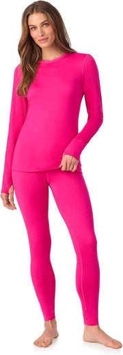 Cuddl Duds Womens Heavyweight Cold Weather Fleece Lined Thermal Set – Long Sleeve Top & Leggings - Winter Lounge Sets - Red - Size XL In Australia - Darrahopens