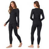 Cuddl Duds Womens Heavyweight Cold Weather Fleece Lined Thermal Set – Long Sleeve Top & Leggings - Winter Lounge Sets - Red - Size XL