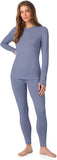 Cuddl Duds Womens Heavyweight Cold Weather Fleece Lined Thermal Set – Long Sleeve Top & Leggings - Winter Lounge Sets - Sky Blue - Size S