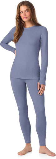 Cuddl Duds Womens Heavyweight Cold Weather Fleece Lined Thermal Set – Long Sleeve Top & Leggings - Winter Lounge Sets - Sky Blue - Size XL In Australia - Darrahopens