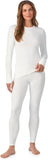 Cuddl Duds Womens Heavyweight Cold Weather Fleece Lined Thermal Set – Long Sleeve Top & Leggings - Winter Lounge Sets - White - Size M