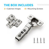 Half Overlay Soft Close Cabinet Hinges | Concealed Kitchen Cabinet Hinges, Heavy-Duty Adjustable Design, Easy Installation, for Frameless Cupboard Hardware - Silver - Size 10 PCS