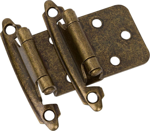 Cabinet Hinges Brushed Nickel for Kitchen Cabinets Doors (10 Pcs) -1/2" Overlay (Variable) -Self Closing Kitchen Cabinet Hinges Flush Mount w/Silicon Bumpers & Hardware Screws - Antique bronze