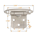 Cabinet Hinges Brushed Nickel for Kitchen Cabinets Doors (10 Pcs) -1/2" Overlay (Variable) -Self Closing Kitchen Cabinet Hinges Flush Mount w/Silicon Bumpers & Hardware Screws - Antique bronze