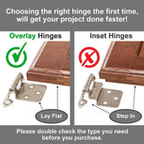 Cabinet Hinges Brushed Nickel for Kitchen Cabinets Doors (10 Pcs) -1/2" Overlay (Variable) -Self Closing Kitchen Cabinet Hinges Flush Mount w/Silicon Bumpers & Hardware Screws - Antique bronze