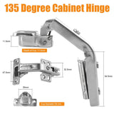 165° & 135° Soft Close Cabinet Hinges for Lazy Susan Bifold Doors, Concealed European Hinges, Full Overlay, Adjustable Hinge, 2 x 165° + 2 x 135° Hinges for Pie Cut Corner Cabinets