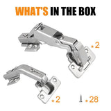 165° & 135° Soft Close Cabinet Hinges for Lazy Susan Bifold Doors, Concealed European Hinges, Full Overlay, Adjustable Hinge, 2 x 165° + 2 x 135° Hinges for Pie Cut Corner Cabinets