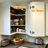 165° & 135° Soft Close Cabinet Hinges for Lazy Susan Bifold Doors, Concealed European Hinges, Full Overlay, Adjustable Hinge, 2 x 165° + 2 x 135° Hinges for Pie Cut Corner Cabinets