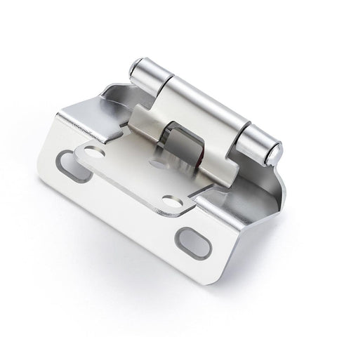 Semi-Overlay 1/2 inch Self-Closing Hinges, 10 Pack, Self-Closing Design, Face Frame Door Fit, Half Wrap-Around Cabinet Hardware Hinges, Kitchen Cabinet Face Mount - Polished Chrome
