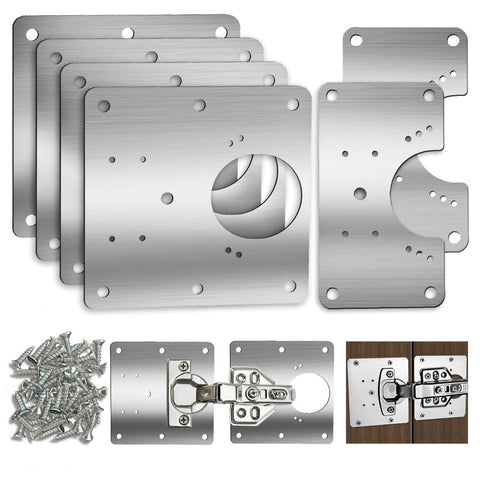 Cabinet Hinge Repair Plate Hinges Repair Fixing Plates Cabinet Repair Board | 6 PCS Stainless Steel Kitchen Cupboard Door Hinge Repair Brackets Kit, Cabinet Fixing Plate Bracket with Screw Universal