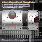 Cabinet Hinge Repair Plate Hinges Repair Fixing Plates Cabinet Repair Board | 6 PCS Stainless Steel Kitchen Cupboard Door Hinge Repair Brackets Kit, Cabinet Fixing Plate Bracket with Screw Universal