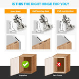 Insert Soft Close Cabinet Hinges | Concealed Kitchen Cabinet Hinges, Heavy-Duty Adjustable Design, Easy Installation, for Frameless Cupboard Hardware - Silver - Size 2 PCS