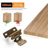 Semi-Overlay 1/2 inch Self-Closing Hinges, 10 Pack, Self-Closing Design, Face Frame Door Fit, Half Wrap-Around Cabinet Hardware Hinges, Kitchen Cabinet Face Mount - Antique Brass In Australia - Darrahopens